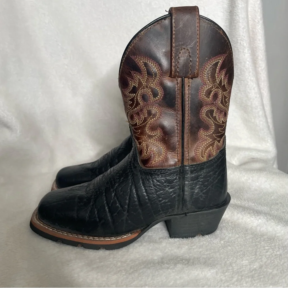 NWOT Dan Post Boy’s Little River Western Boots Size 11 D‎ Black/Rust Brown Boots